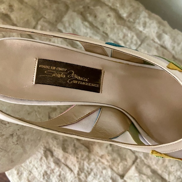 Vintage Italian Pieced Suede Slingback Heels - Picture 4 of 8